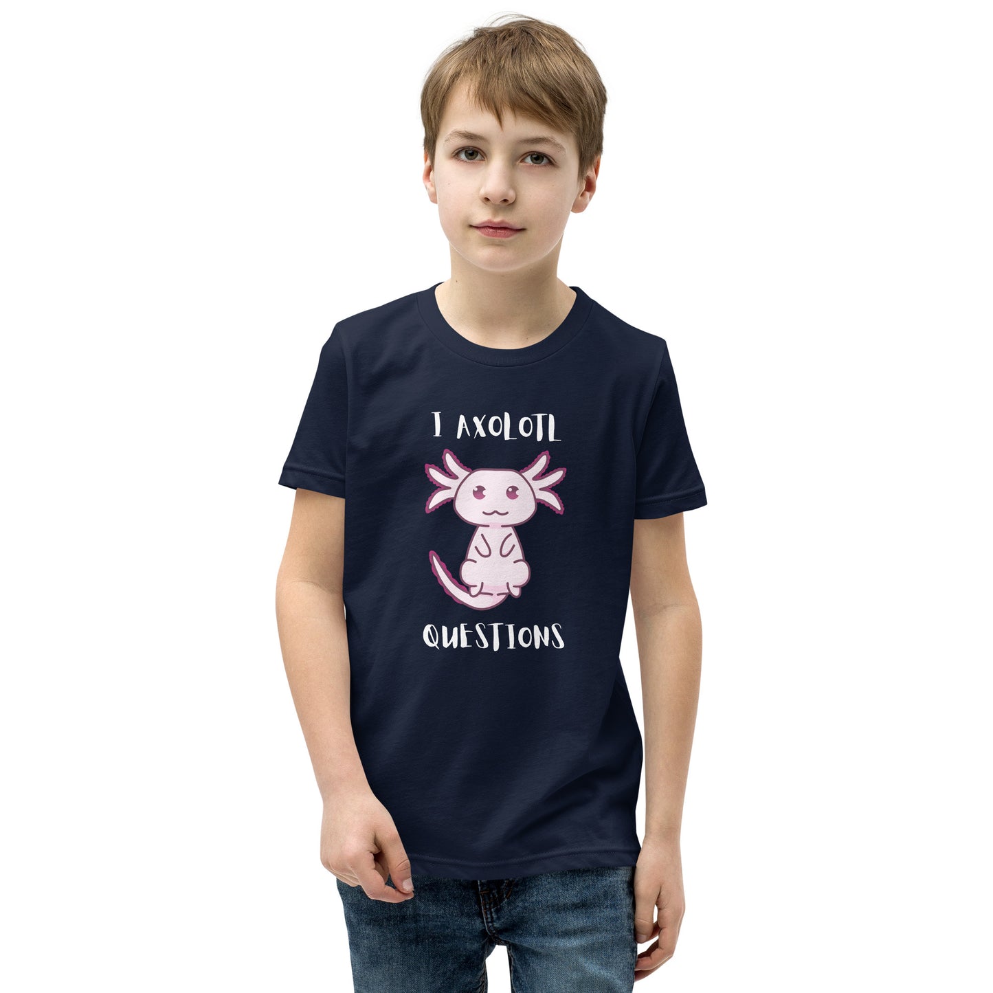 Pink Axolotl Questions Youth Short Sleeve T-Shirt