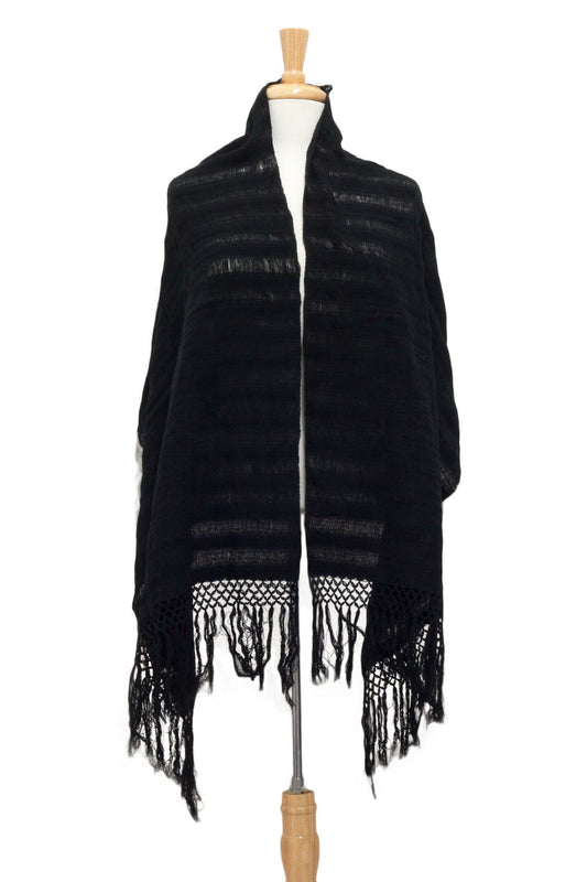 Cotton rebozo shawl, 'Oaxaca Elegance'