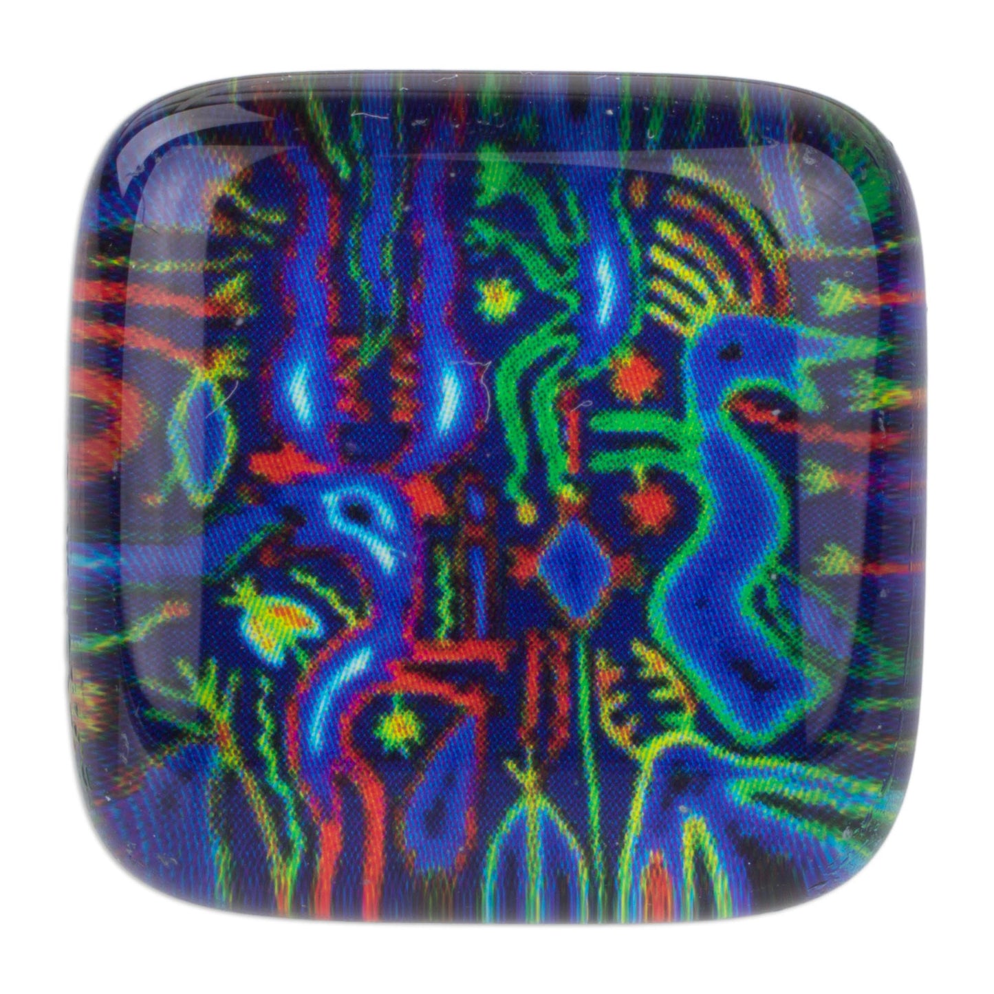 'Blue Huichol' 925 Silver Cocktail Ring with Art Glass