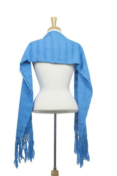 Cotton rebozo shawl, 'Oaxaca Sky'