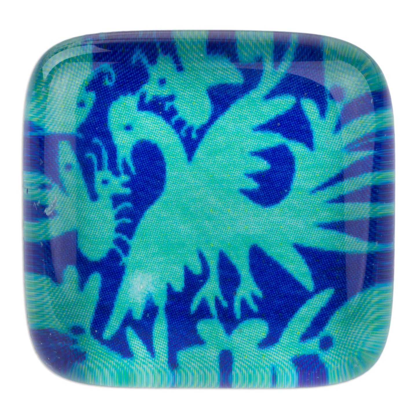 'Blue Tenango' Art Glass & Silver Ring