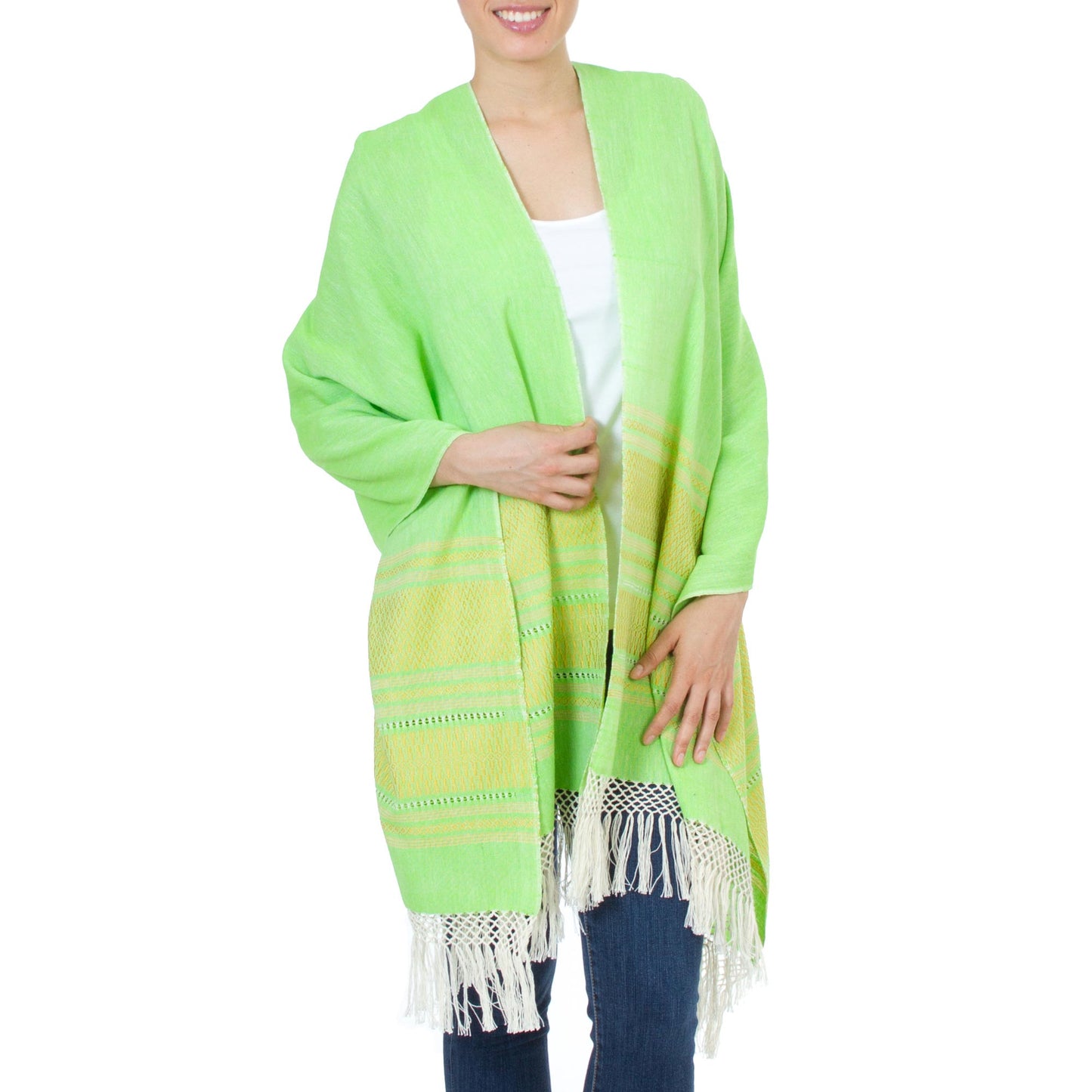 Zapotec Cotton Rebozo Shawl 'Golden Meadow'