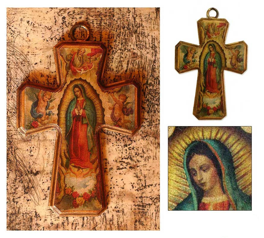 'Guadalupe Queen of Heaven' Crafted Wood Cross