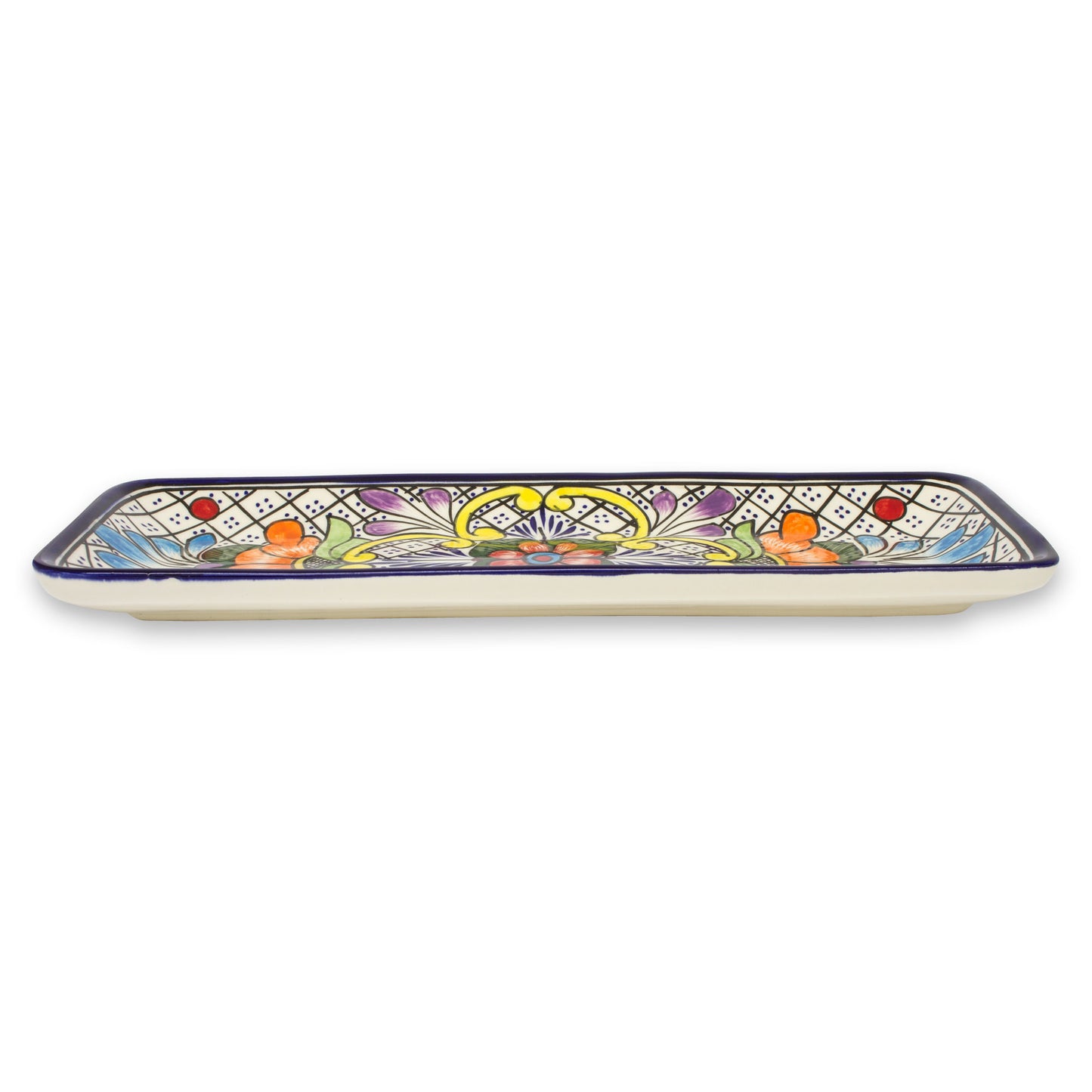 'Guanajuato Flora' Hand Crafted Talavera Style Ceramic Platter