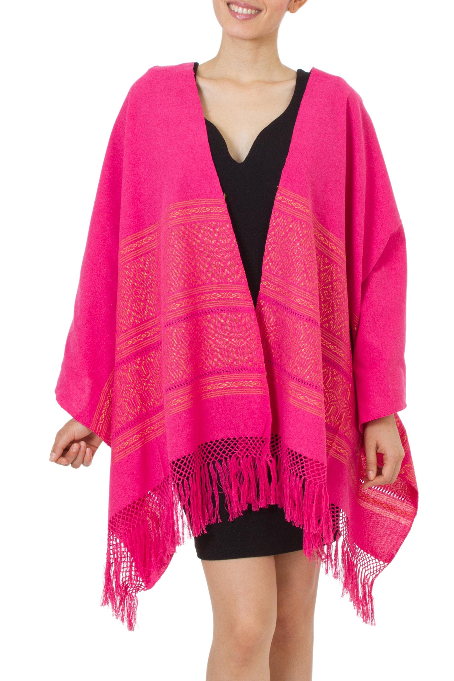 Zapotec cotton rebozo shawl, 'Coral Zapotec Treasures'