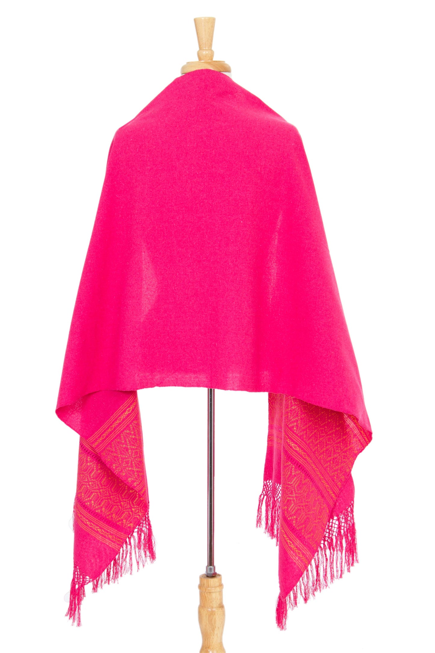 Zapotec cotton rebozo shawl, 'Coral Zapotec Treasures'