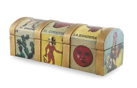 Decoupage box, 'Mexican Lottery Game'