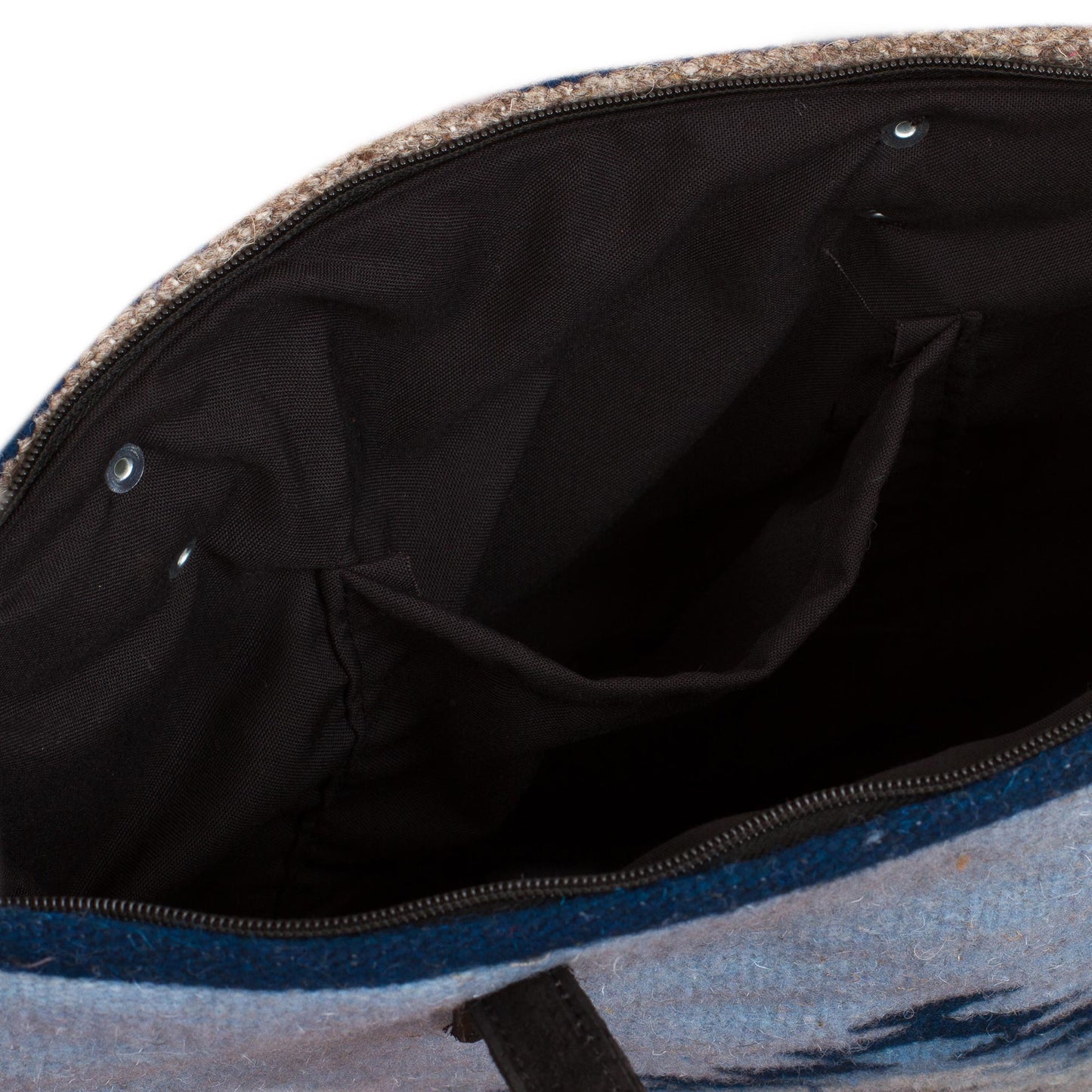 'Mexican Sky' Blue Wool and Leather Accent Tote Handbag