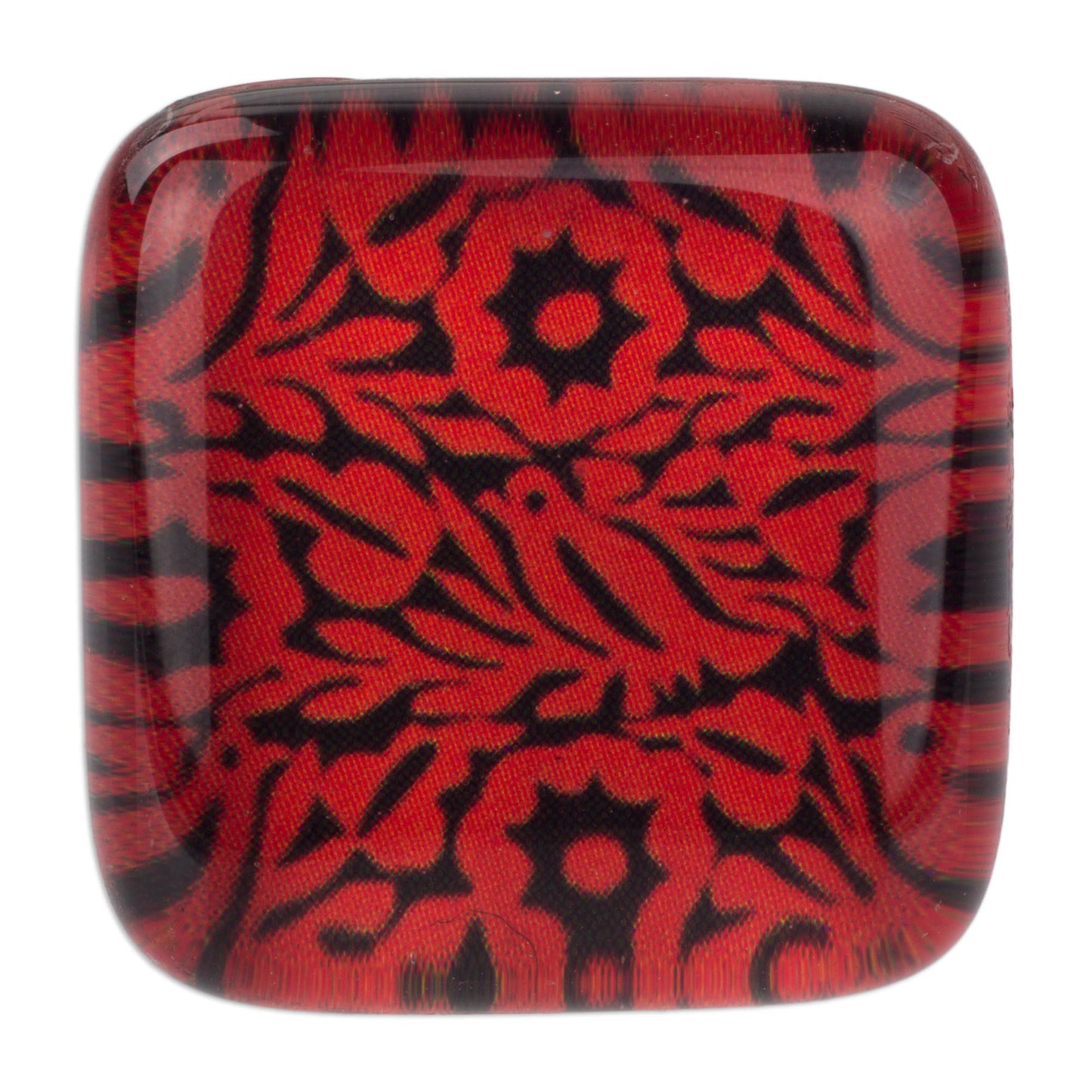 'Oaxaca Dreams' Red Birds and Flowers on Art Glass Cocktail Ring