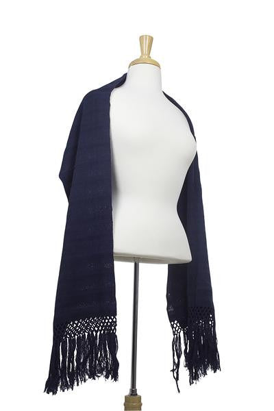 Cotton rebozo shawl, 'Oaxaca Serenity'