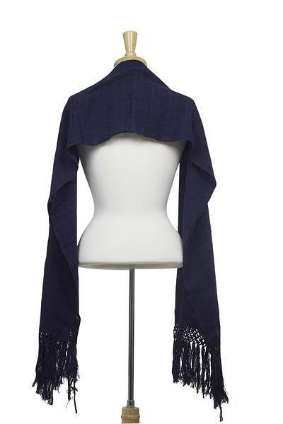Cotton rebozo shawl, 'Oaxaca Serenity'