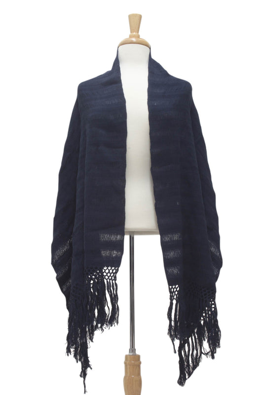 Cotton rebozo shawl, 'Oaxaca Serenity'