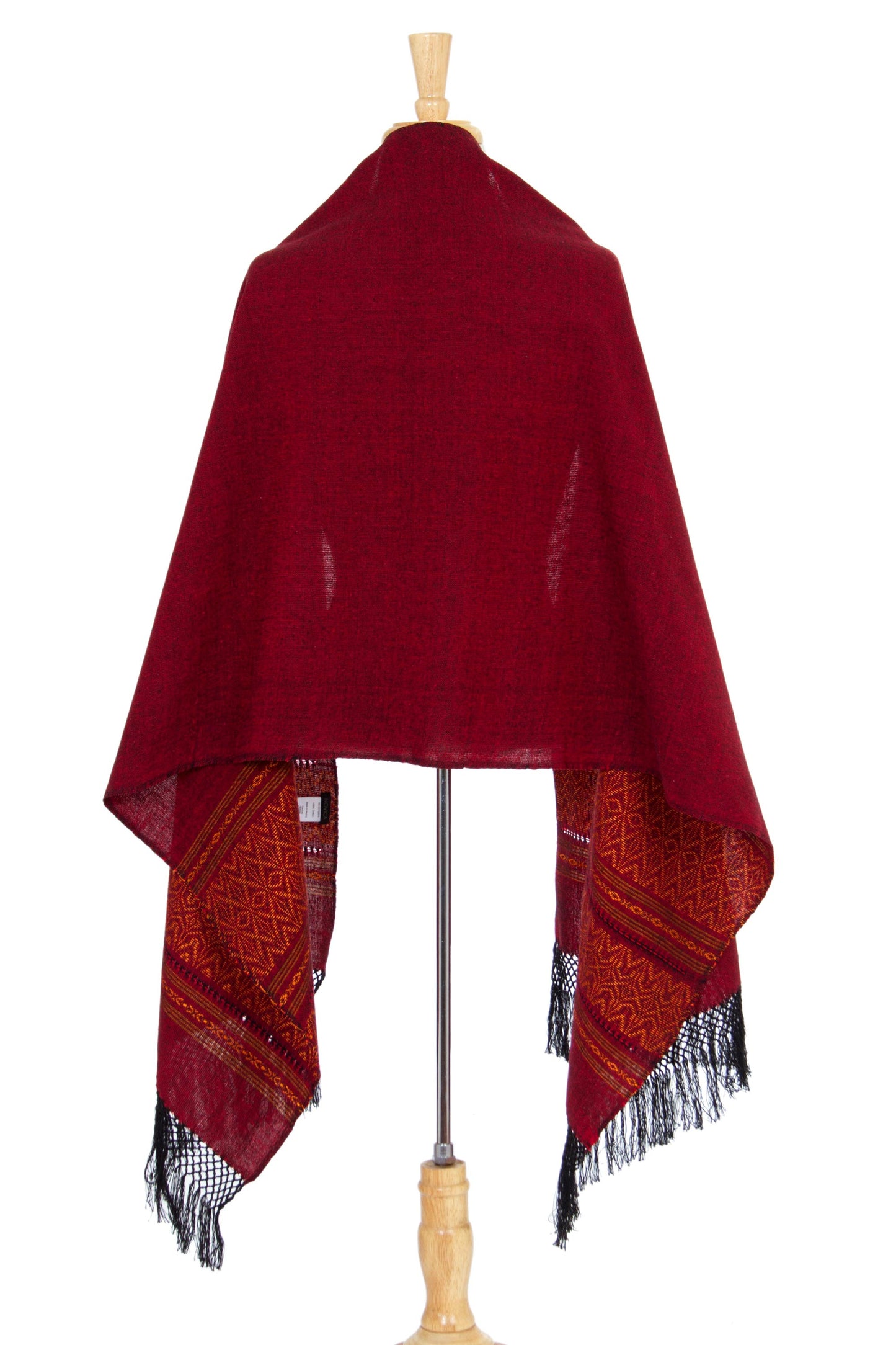 Zapotec cotton rebozo shawl, 'Red Zapotec Treasures'