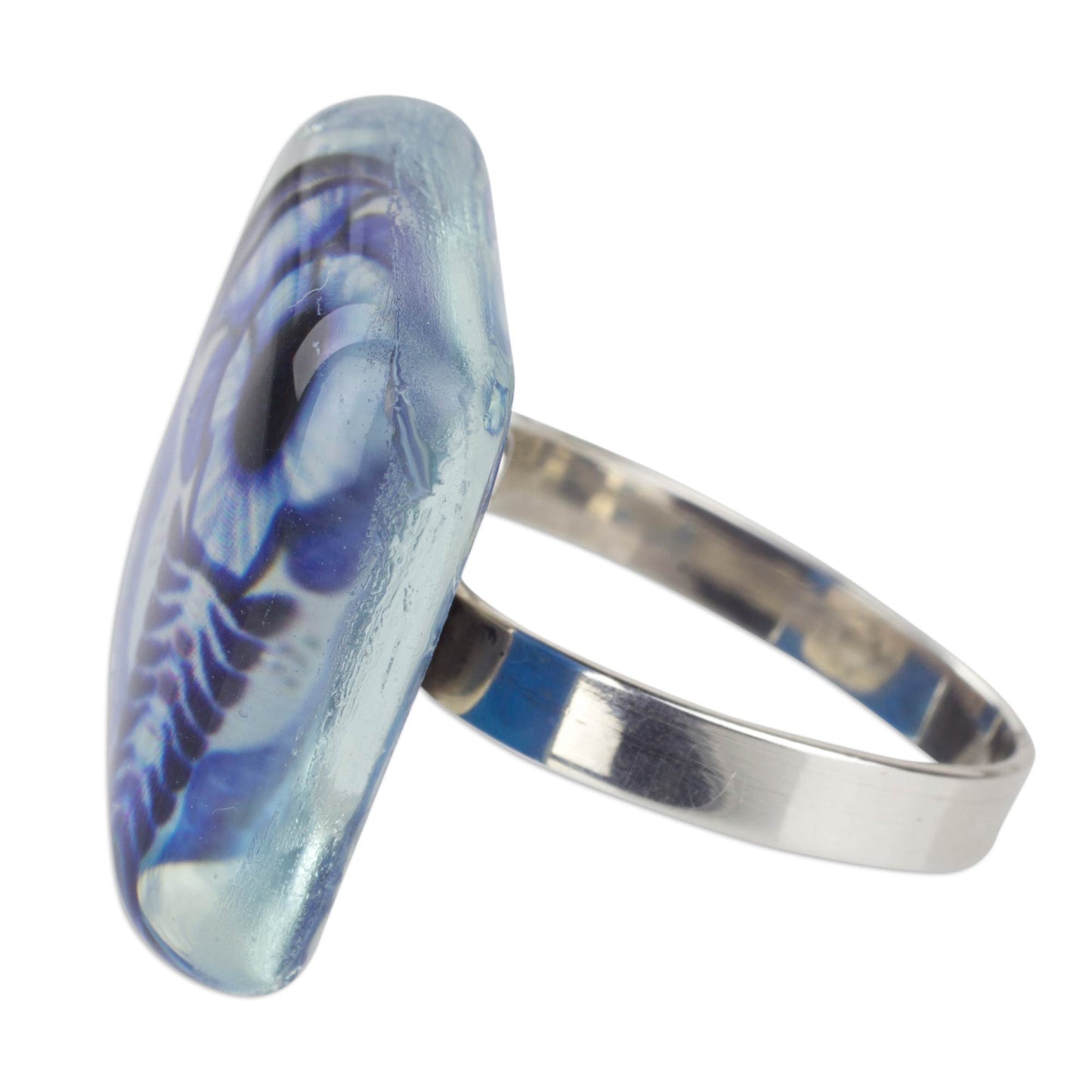 'Talavera Fantasy' Talavera Style 925 Silver & Art Glass Cocktail Ring