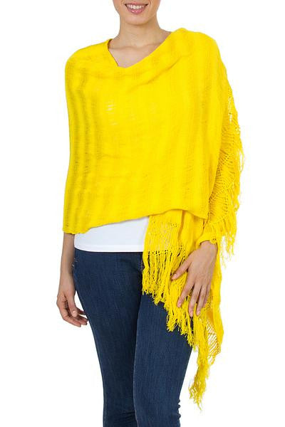 Cotton rebozo shawl, 'Oaxaca Sunlight'