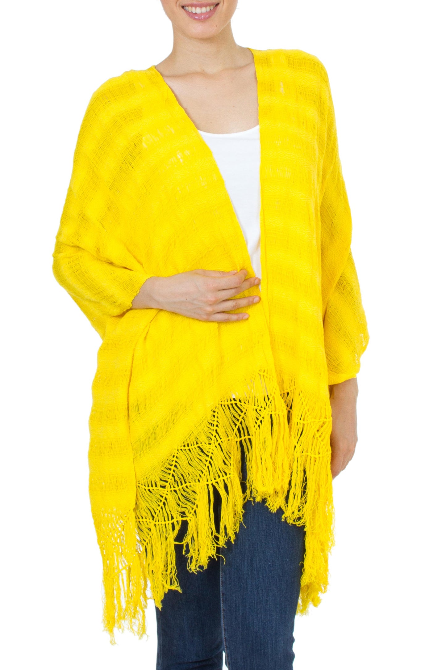 Cotton rebozo shawl, 'Oaxaca Sunlight'