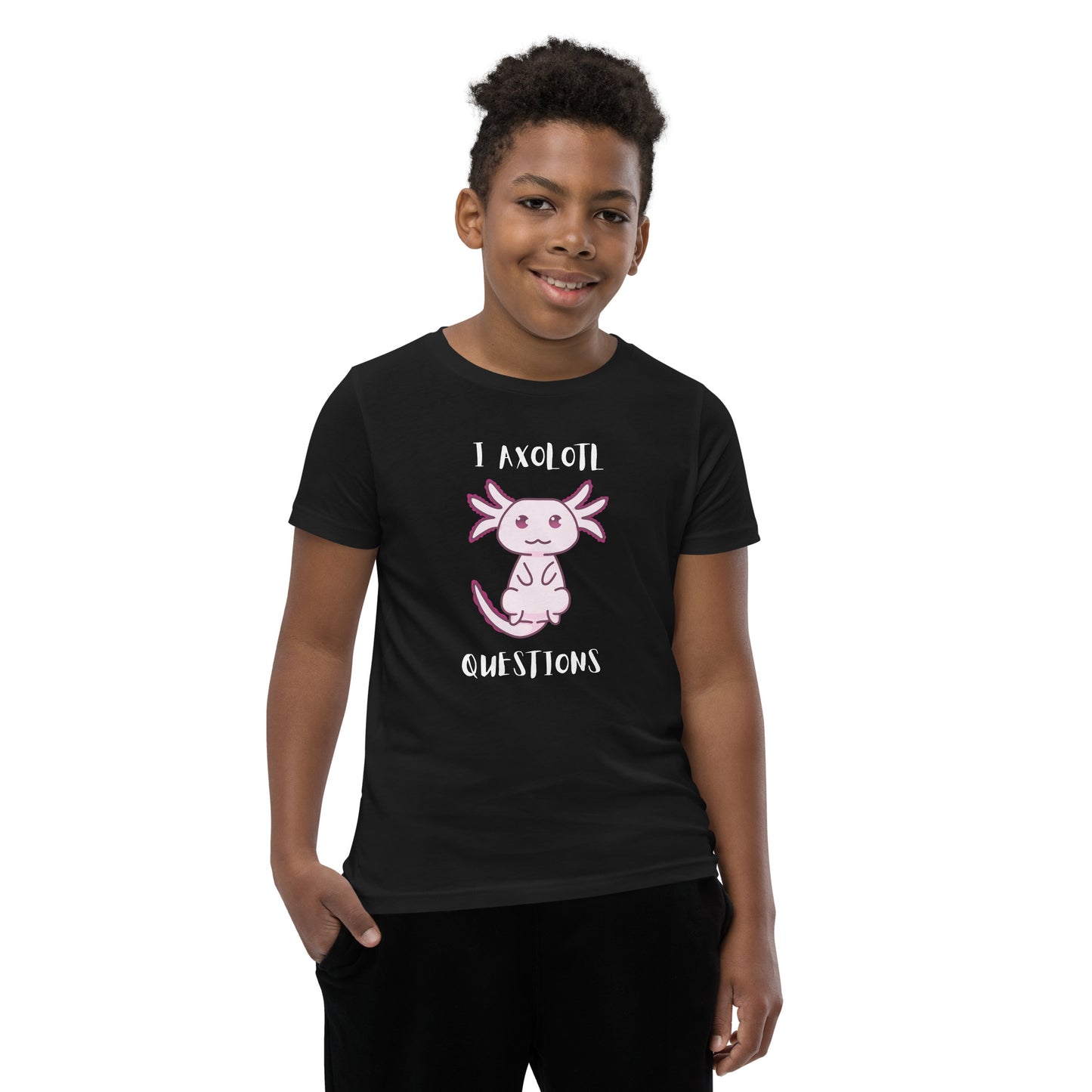 Pink Axolotl Questions Youth Short Sleeve T-Shirt