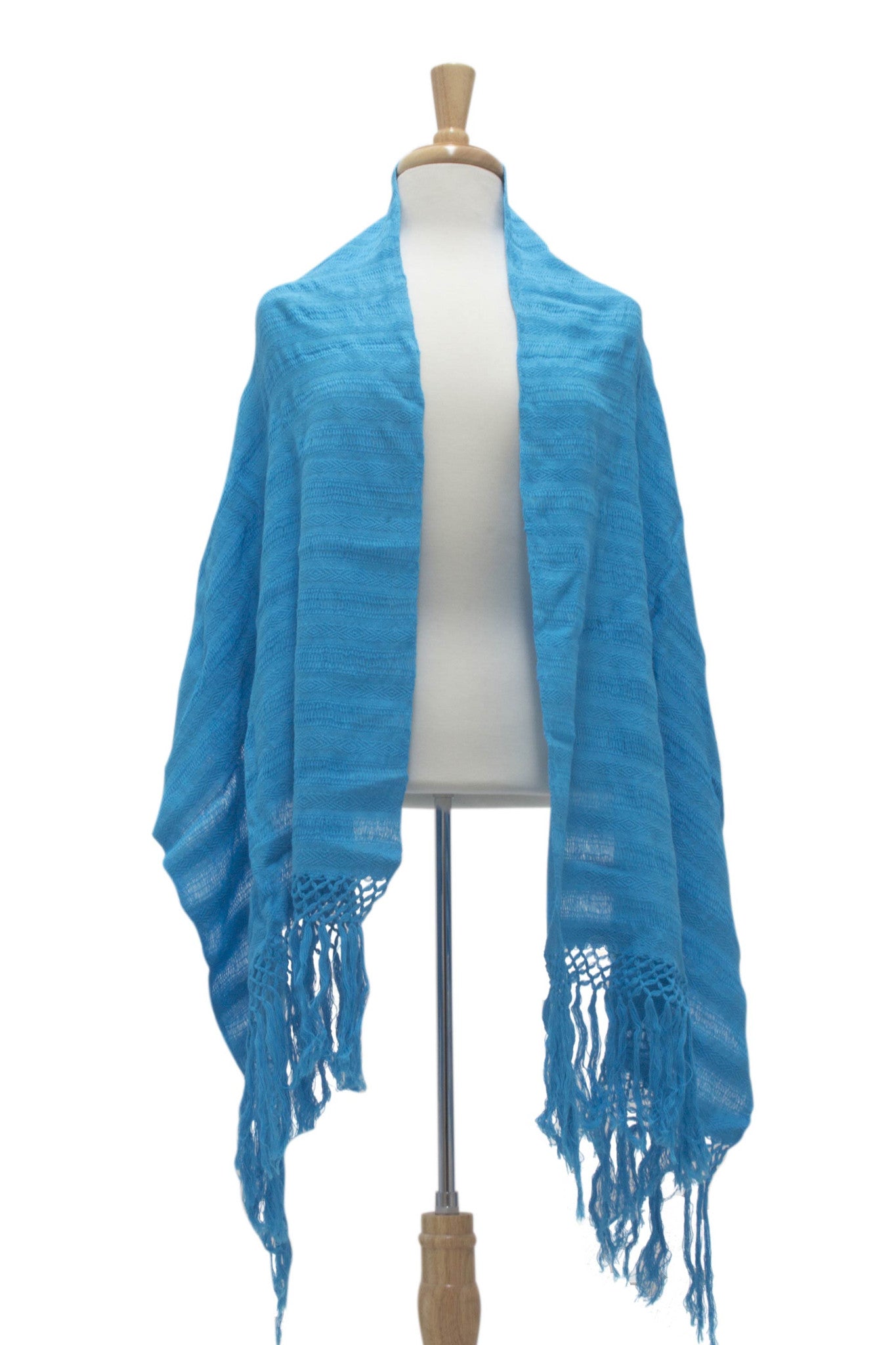 Cotton rebozo shawl, 'Oaxaca Sky'