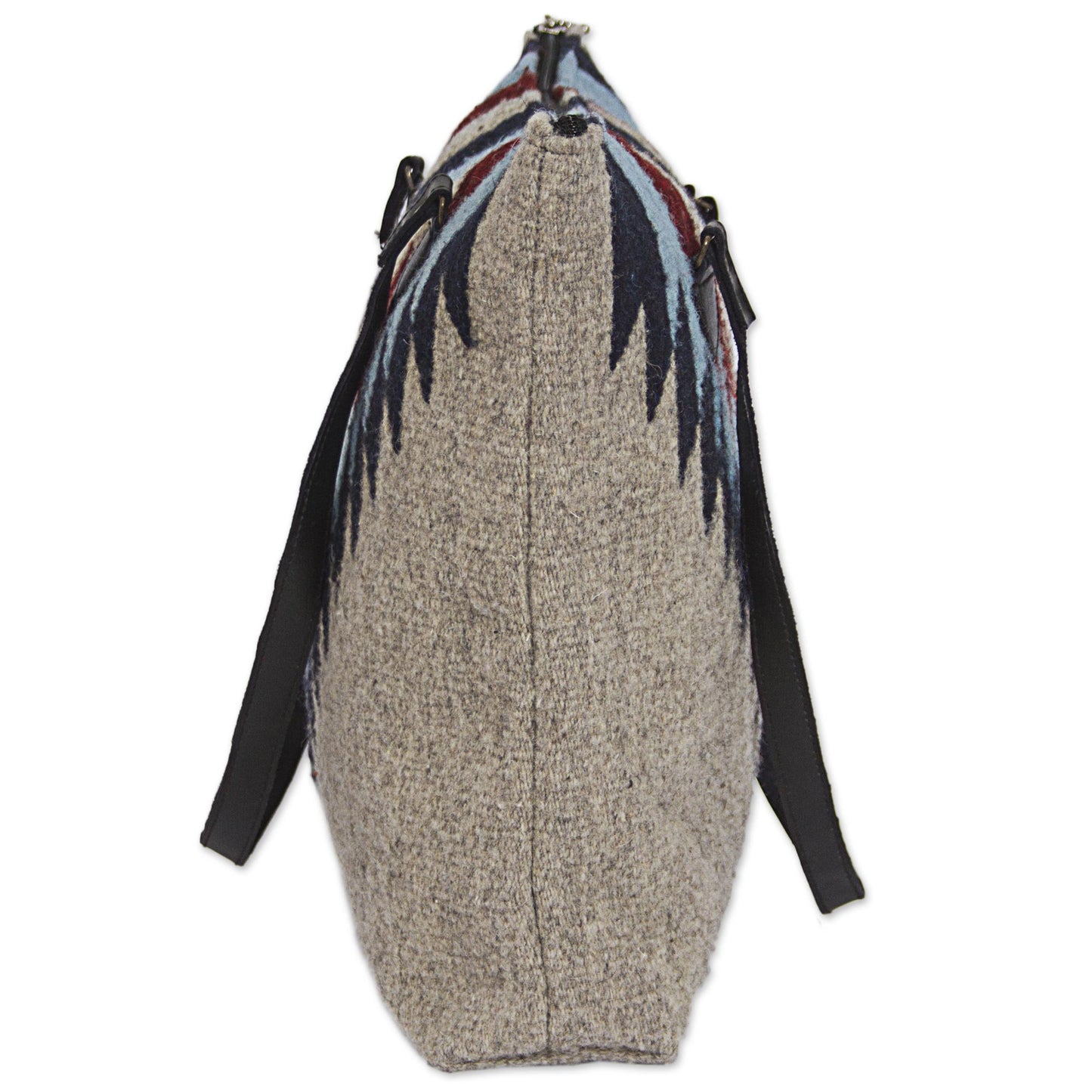 'Diamond Bliss' Wool Shoulder Bag with Geometric Diamond Pattern and Leather