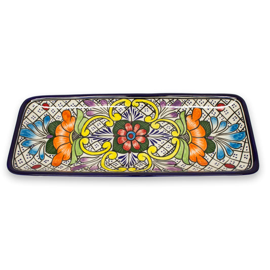 'Guanajuato Flora' Hand Crafted Talavera Style Ceramic Platter