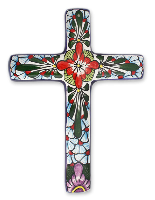 Ceramic cross 'Jerusalem Rose'
