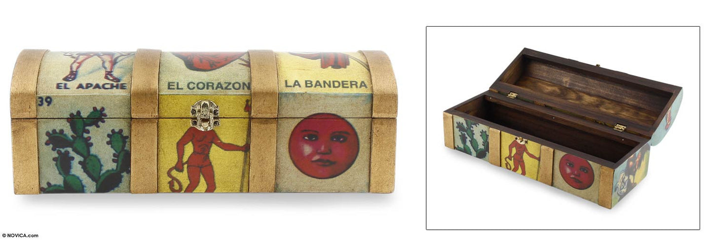 Decoupage box, 'Mexican Lottery Game'