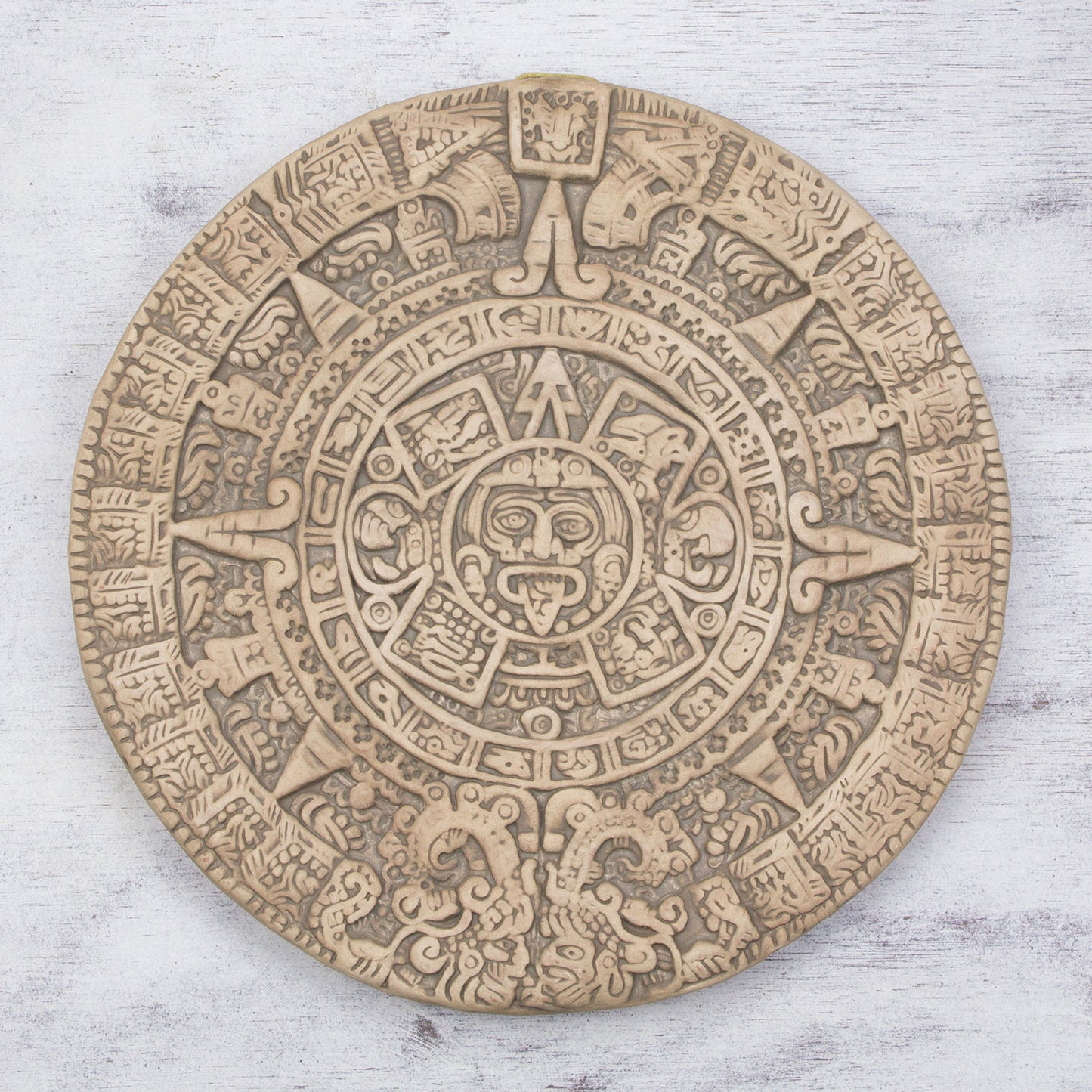'Natural Aztec Sun Stone' Ceramic plaque