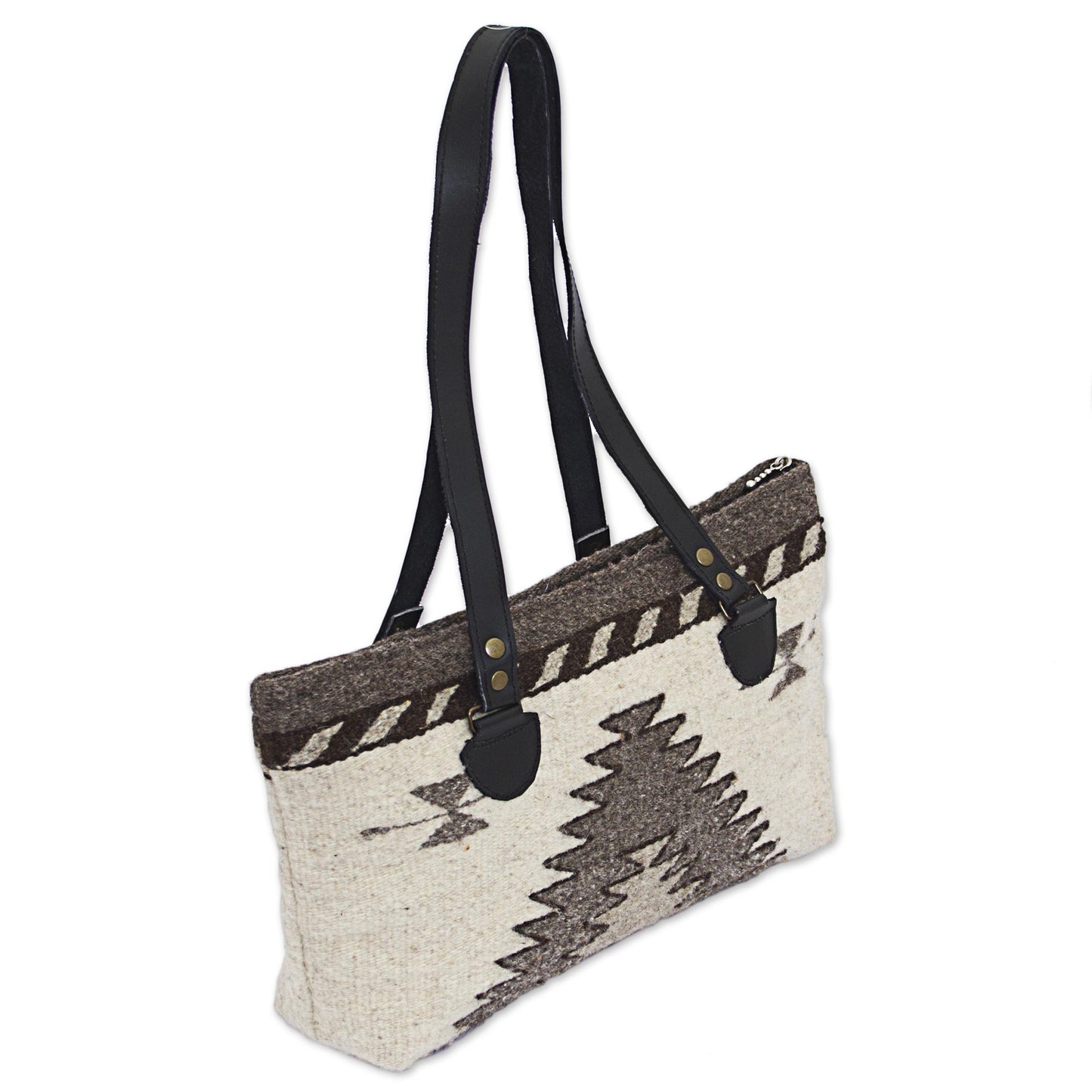 'Natural Gems' in Antique White Hand Made Wool Tote Handbag
