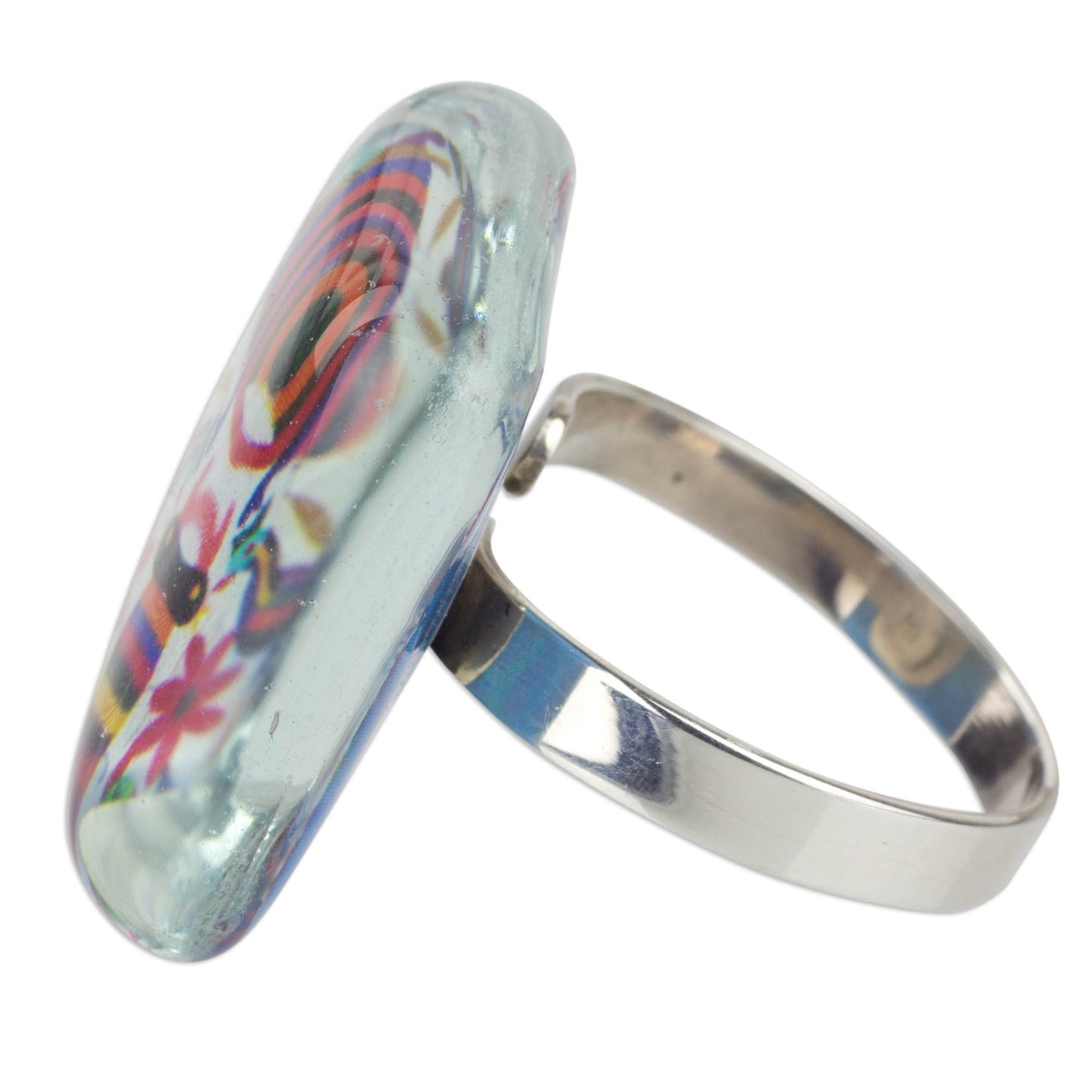 'Otomi Fantasy' Multicolor Art Glass Cocktail Ring