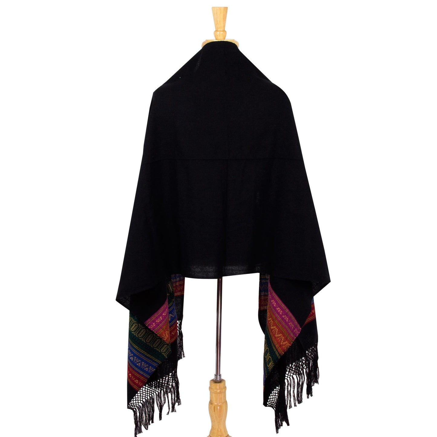 Zapotec Cotton Rebozo Shawl 'Zapotec Night Splendor'